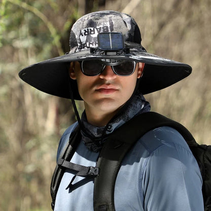 Solar Fan Wide-Brim Hat