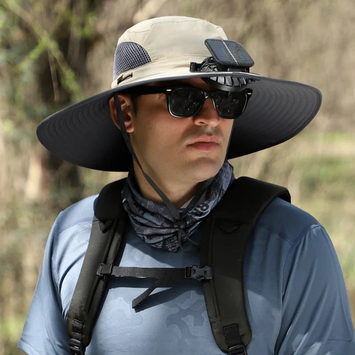Solar Fan Wide-Brim Hat