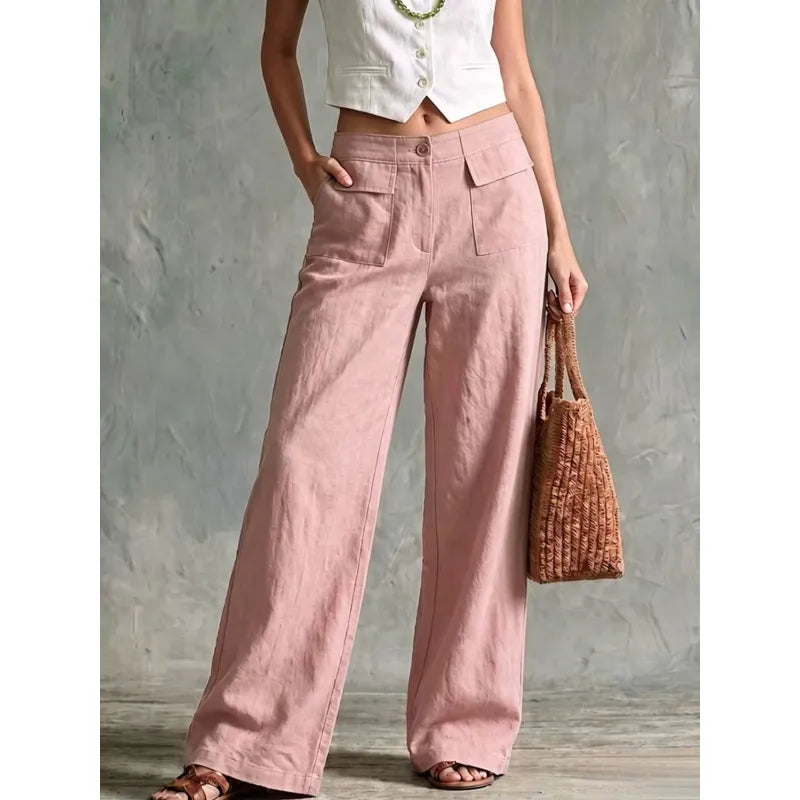 Women’s Cotton and Linen Wide-Leg Trousers