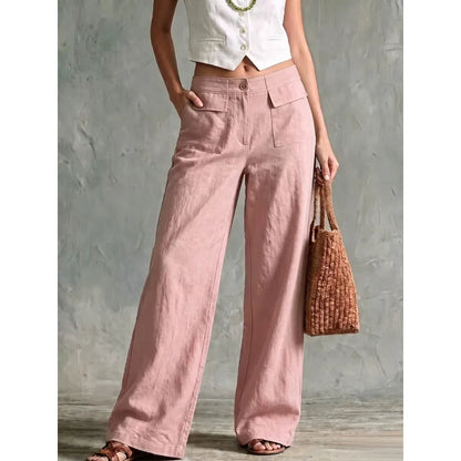 Women’s Cotton and Linen Wide-Leg Trousers