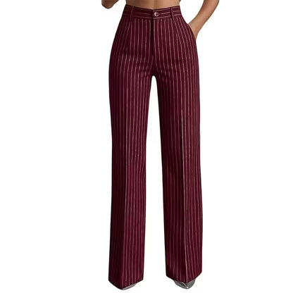 Women's Vertical Stripe Wide Leg Trousers