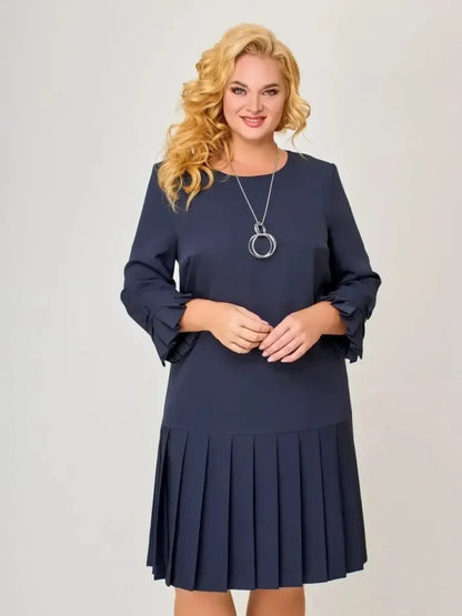 Women's Timeless Solid Colour Pleated Hem Dress
