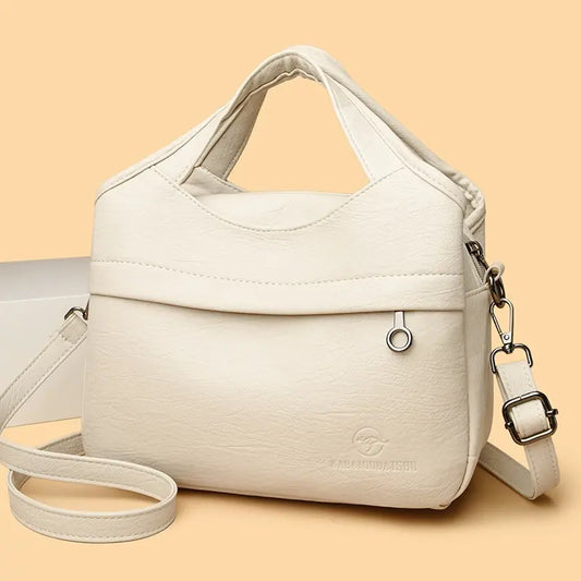 Women’s Multi-Pocket PU Shoulder Bag with Adjustable Strap