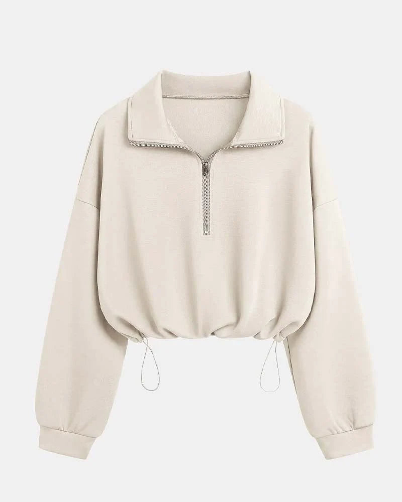 Women's Zip Waist Long Sleeve Sweatshirt
