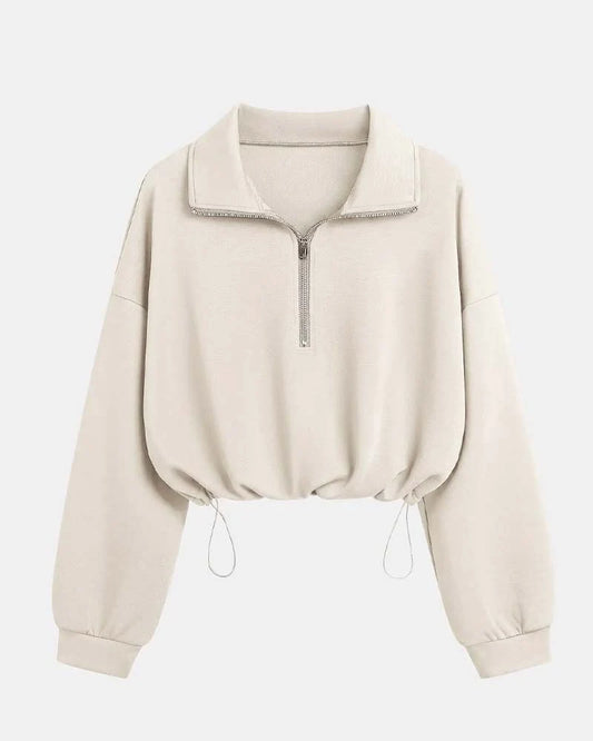 Women's Zip Waist Long Sleeve Sweatshirt