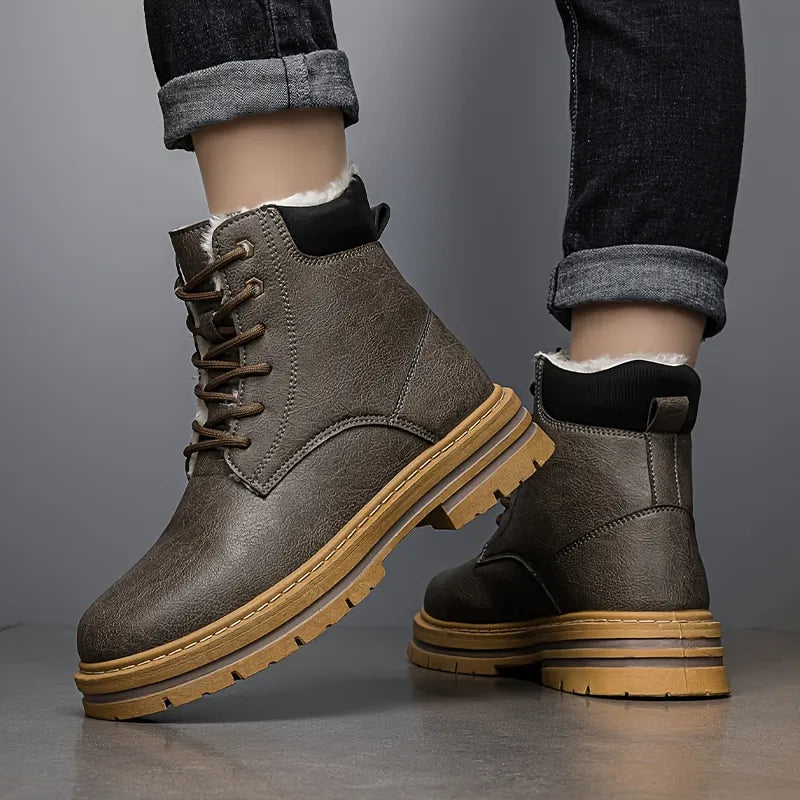 Men’s Insulated Leather-Look High-Top Winter Boots