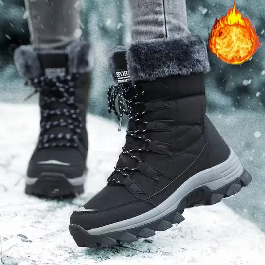 Women’s Waterproof Fleece-Lined Lace-Up Winter Boots with Grip Sole