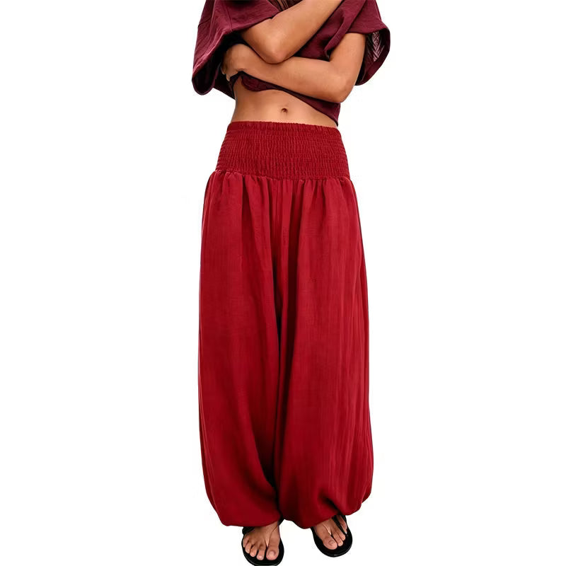 Women's Gathered Waist Balloon Trousers