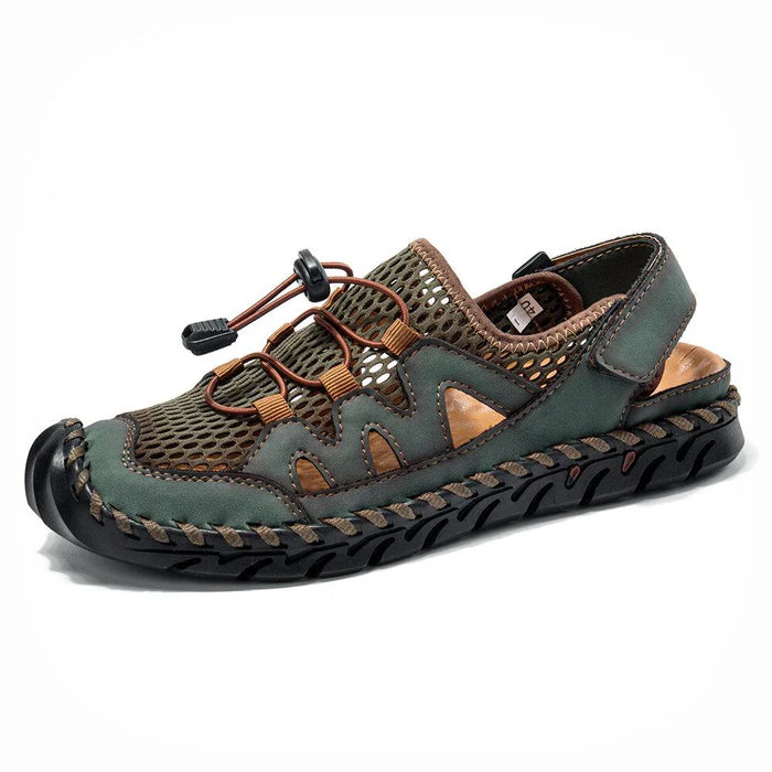 Men's Rubber Toe Cap Leather-Look Breathable Water Sandals Shoes
