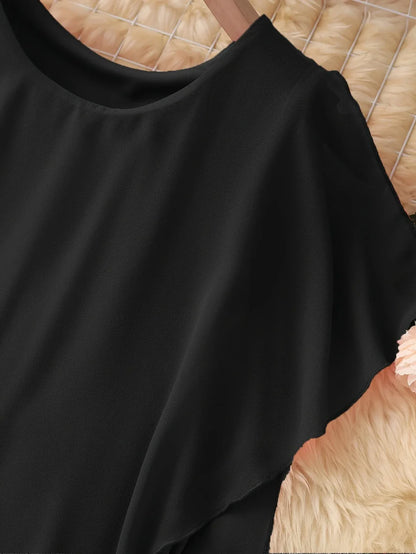 Women’s Asymmetric Overlay Midi Dress
