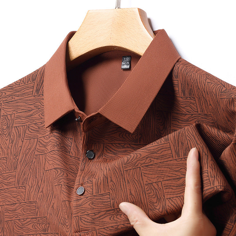 Men’s Breathable Patterned Polo Shirt