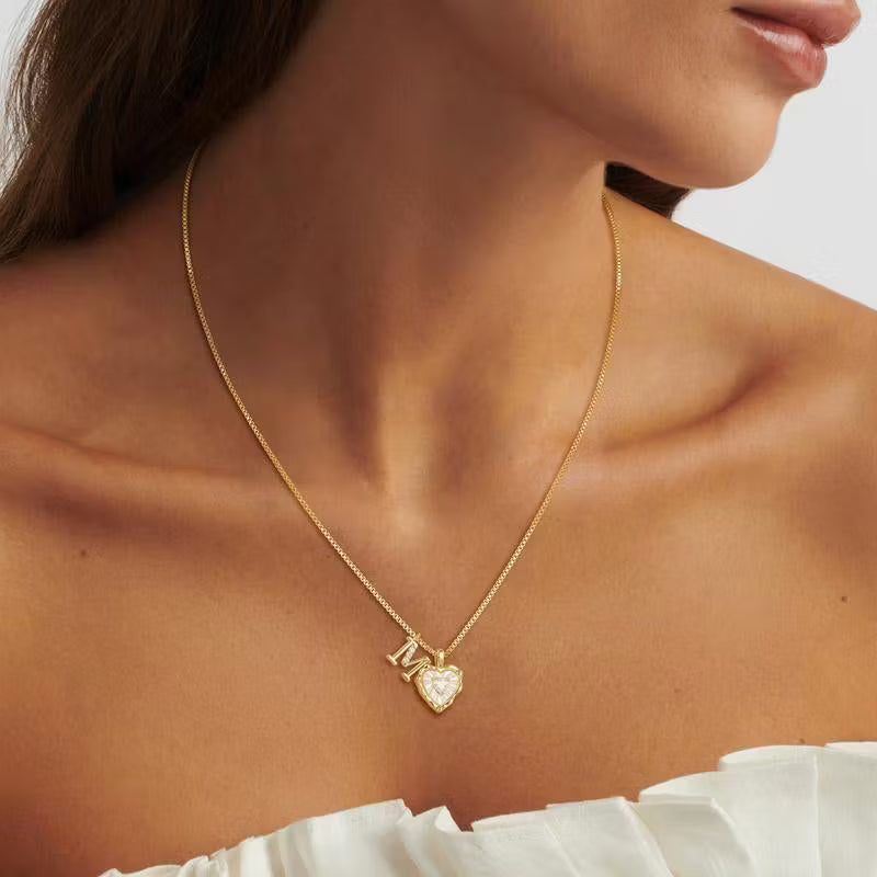 Women's Personalised Heart Initial Necklace