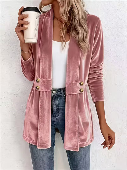 Women's Double Breasted Velvet Look Cardigan