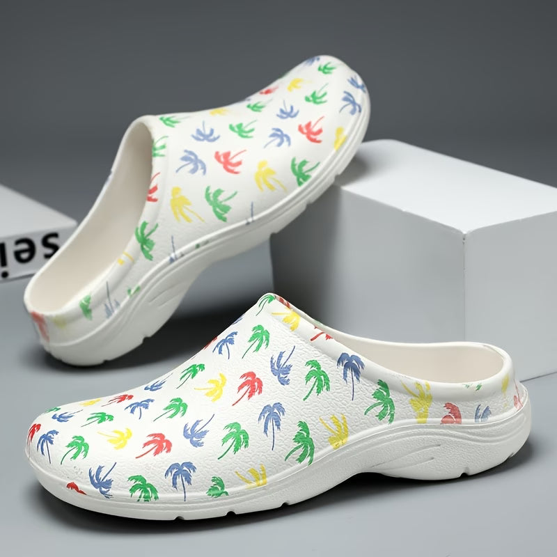 Men's Coconut Tree Print Casual Slides