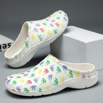 Men's Coconut Tree Print Casual Slides