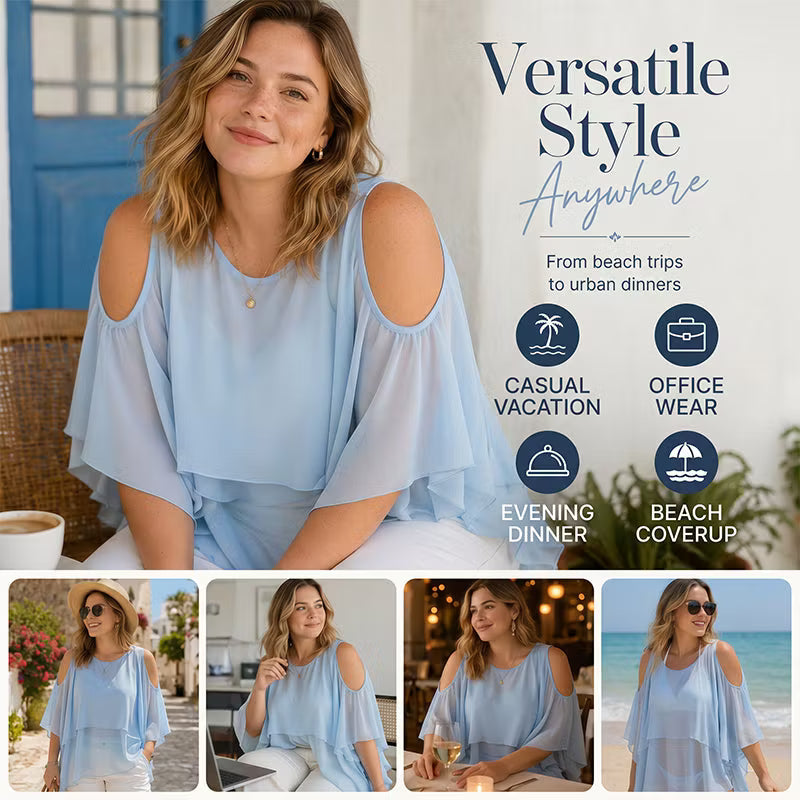 Women’s Cold-Shoulder Layered Ruffle Blouse