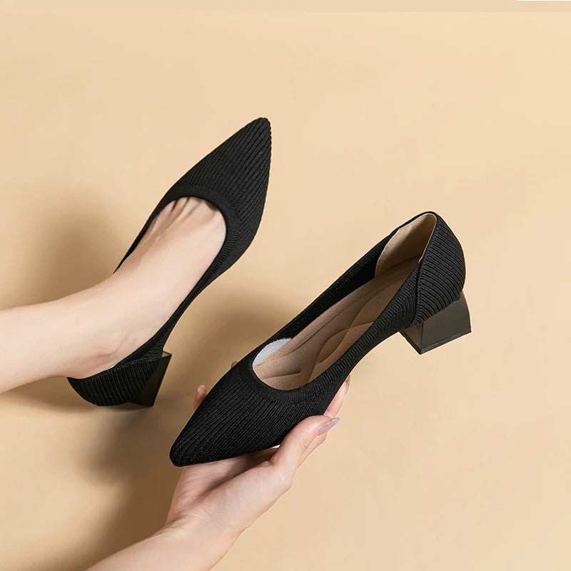 Comfortable Knit Heel Pump