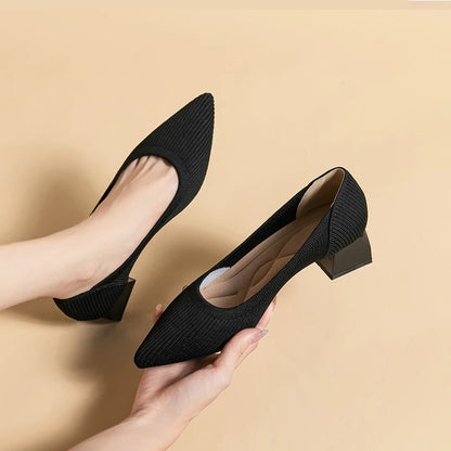 Comfortable Knit Heel Pump