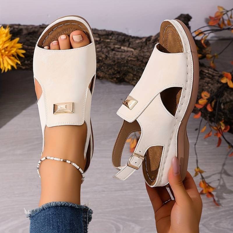 Women’s Boho Double-Buckle Slingback Comfort Sandals