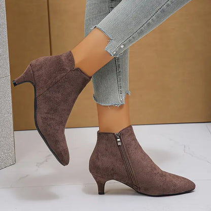 Women's Pointed Toe Ankle Boots – Kitten Heel & Comfortable Fit