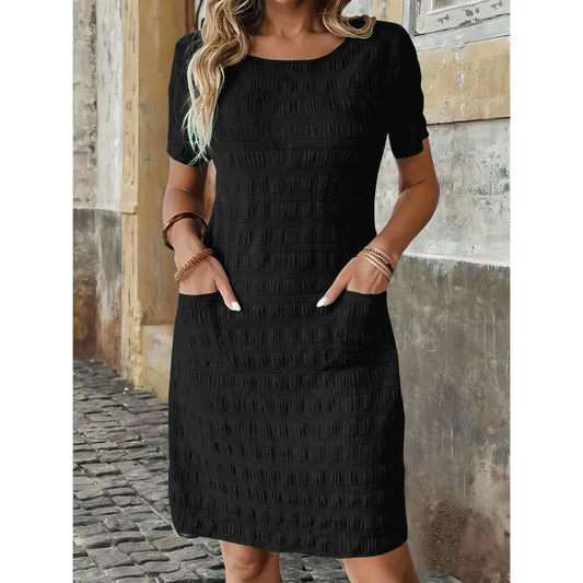 Women's Textured Pocket Shift Dress