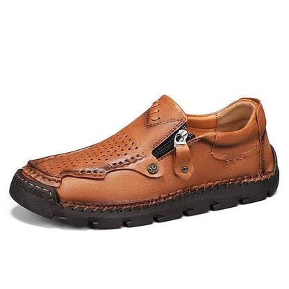 Men's Premium Wide-Toe Leather-Look Zip Loafers