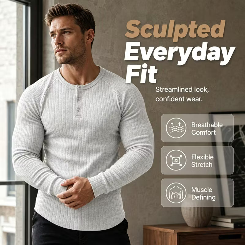 Men's Textured Henley Shirt