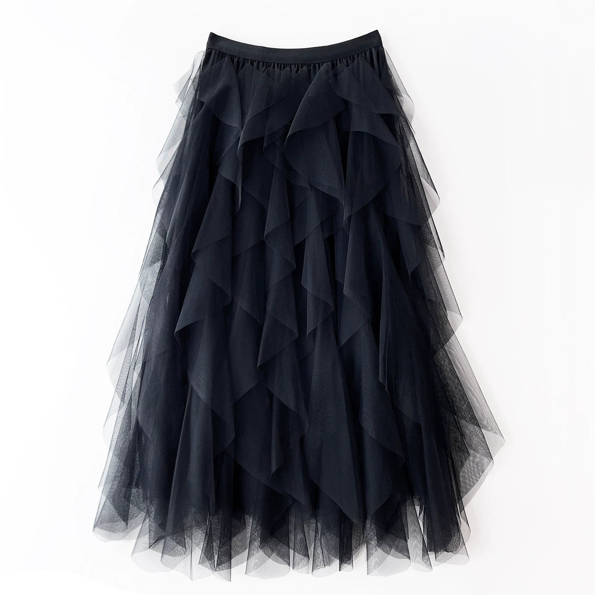 Women’s Asymmetrical Layered Ruffle Maxi Skirt