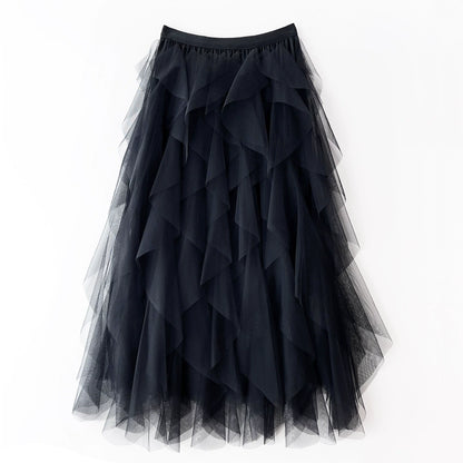 Women’s Asymmetrical Layered Ruffle Maxi Skirt