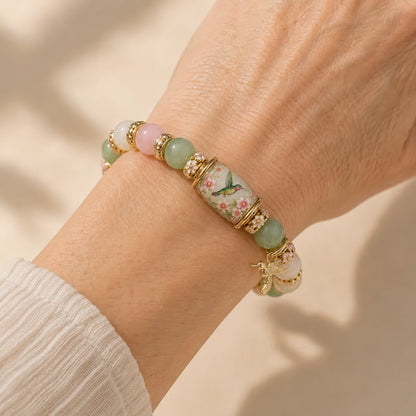 Hummingbird Floral Beaded Bracelet