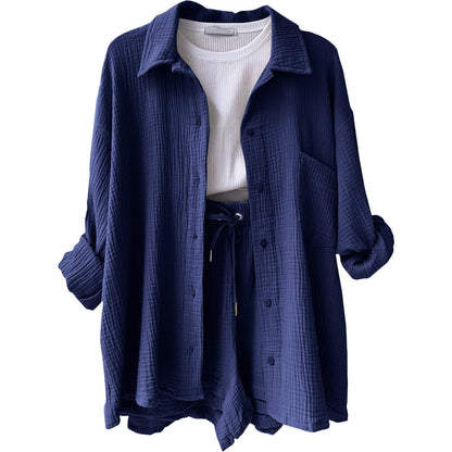 Two-piece long-sleeved shirt women's casual suit