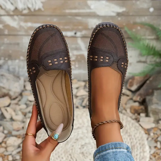 Women's Breathable Vintage Style Leather-Look Loafers