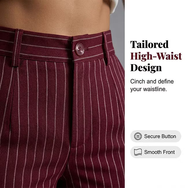 Women's Vertical Stripe Wide Leg Trousers