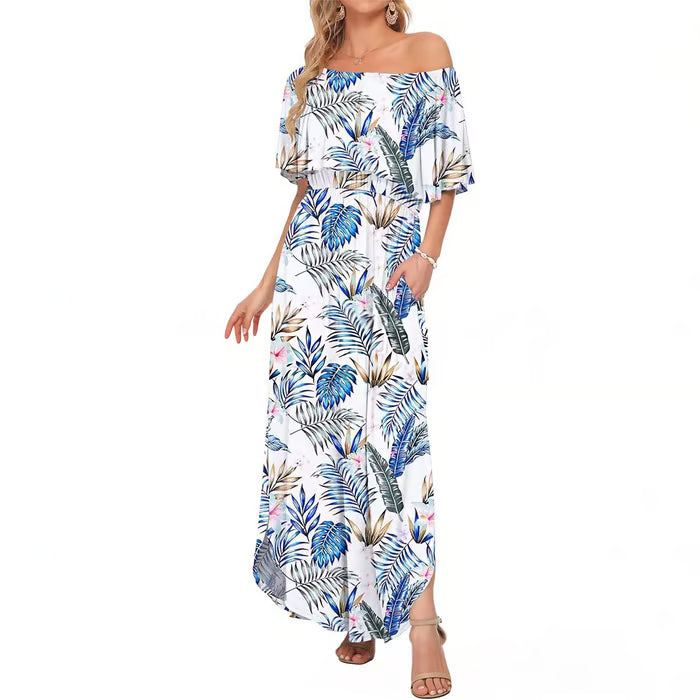 Women's Ruffle Off Shoulder Maxi Dress
