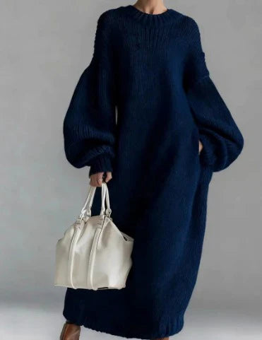 Women’s Relaxed Knit Maxi Dress with Elegant Drape