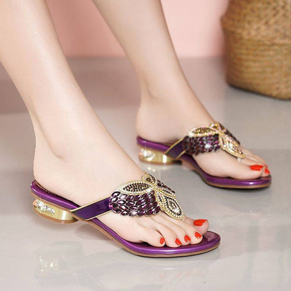 Women’s Floral Rhinestone Flip-Flops