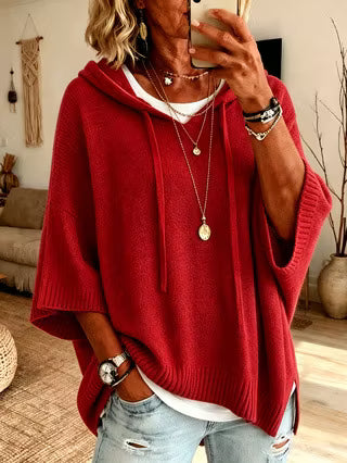 Women's Hooded Three-Quarter Sleeve Top