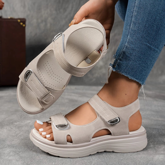 Women's Black Platform Wedge Sandals - Strappy Summer Slides