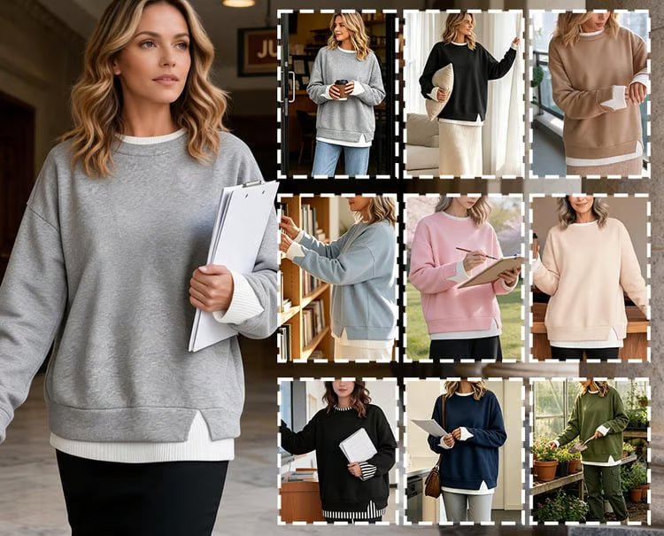 Women's Layered Look Relaxed Sweatshirt