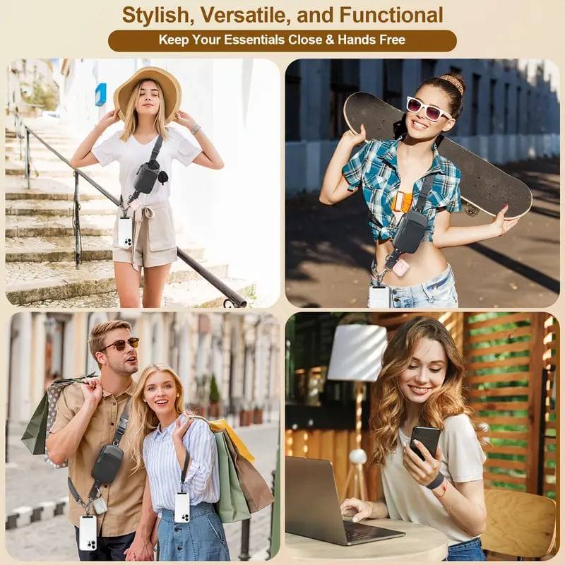 Adjustable Crossbody Phone Strap with Detachable Pouch