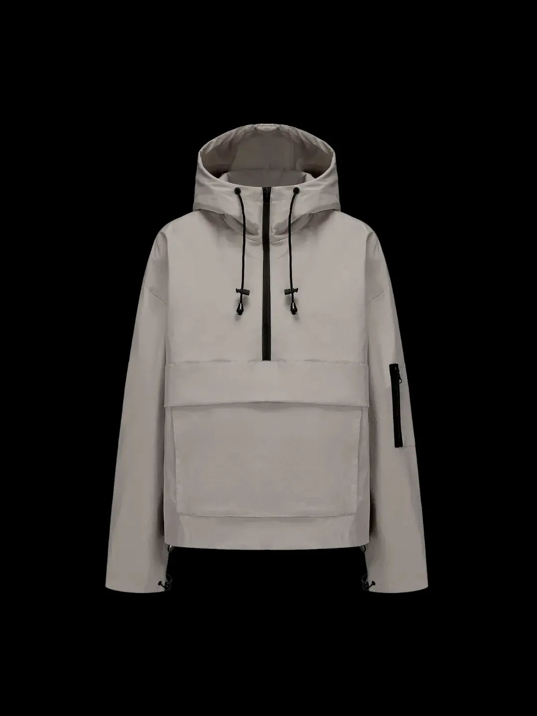 Women’s Fleece-Lined Waterproof Half-Zip Rain Jacket with Kangaroo Pocket