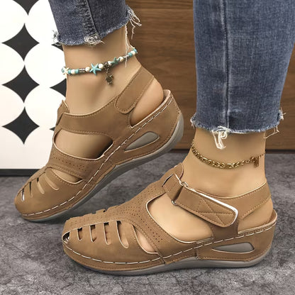 Women’s Closed-Toe Cut-Out Wedge Sandals
