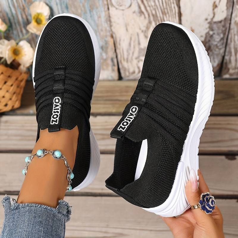 Women’s Breathable Slip On Mesh Trainers with Pastel Stripes