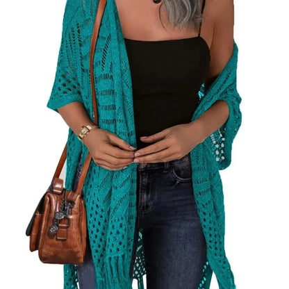 Women’s Crochet Tassel Kimono Cardigan