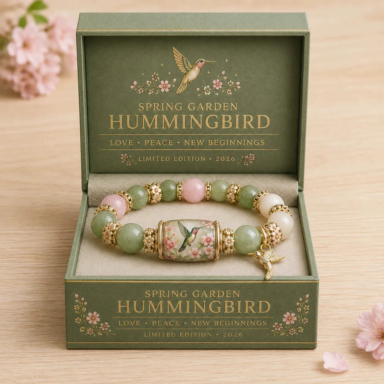 Hummingbird Floral Beaded Bracelet