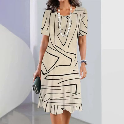 Women’s Abstract Print Round-Neck Dress