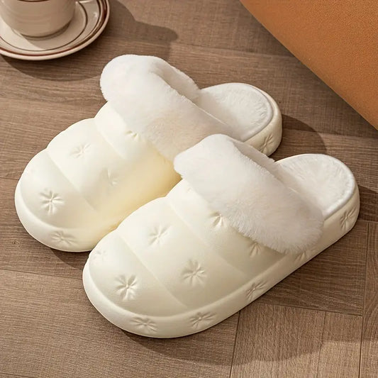 Waterproof Plush-Lined Winter House Slippers