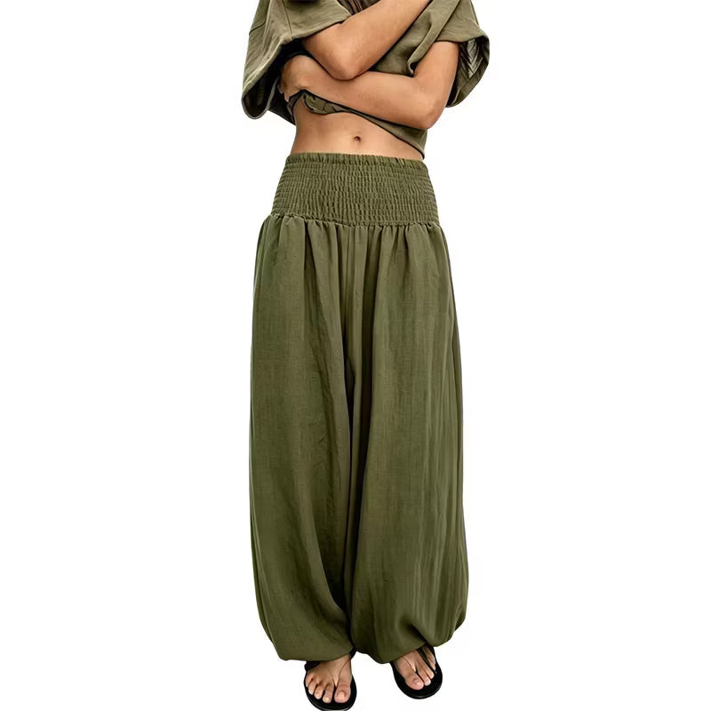 Women's Gathered Waist Balloon Trousers