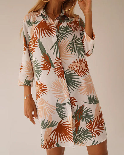 Women’s Printed Collar Oversized Cotton Cardigan Dress