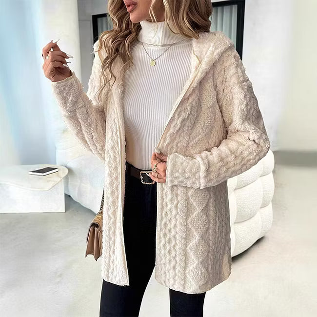 Women's Quilted Hooded Mid Length Coat